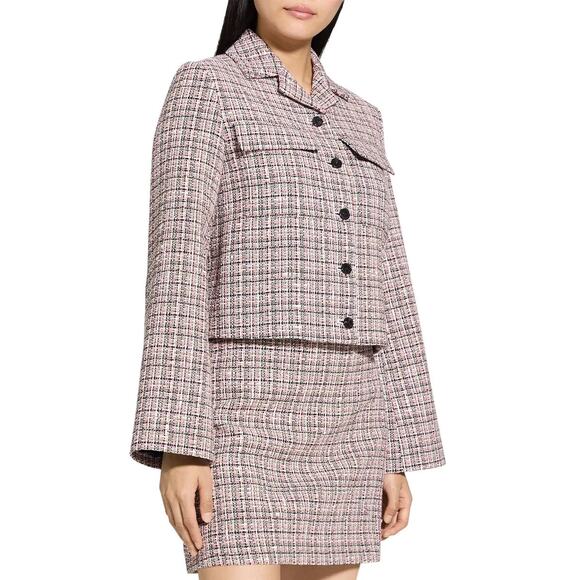 THEORY Patch Tweed Crop Jacket Size 4 - Picture 3 of 14